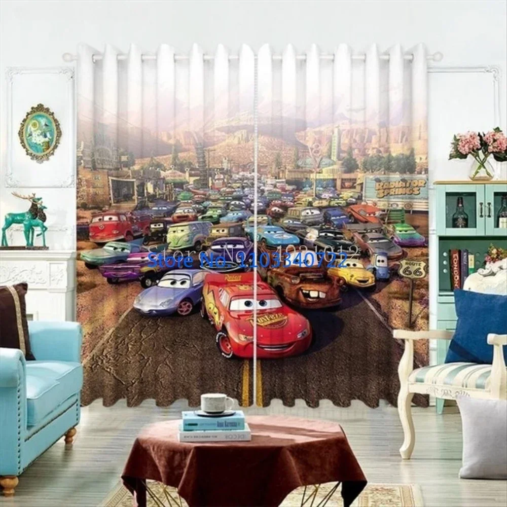 Anime Start Racing McQueen Car Window Curtain 184x215cm 3D Print Zasłony zaciemniające Pokój dzienny Sypialnia Wystrój Dziecko Dzieci Prezent