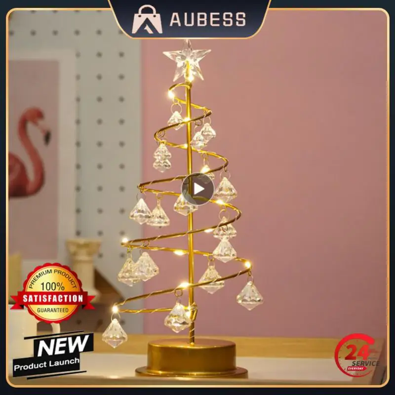 

2022 Iron Night Lamp Crystal Christmas Tree Lamp Five Pointed Star Lamp Birthday Gift Room Bedroom Decorative Small Table Lamp