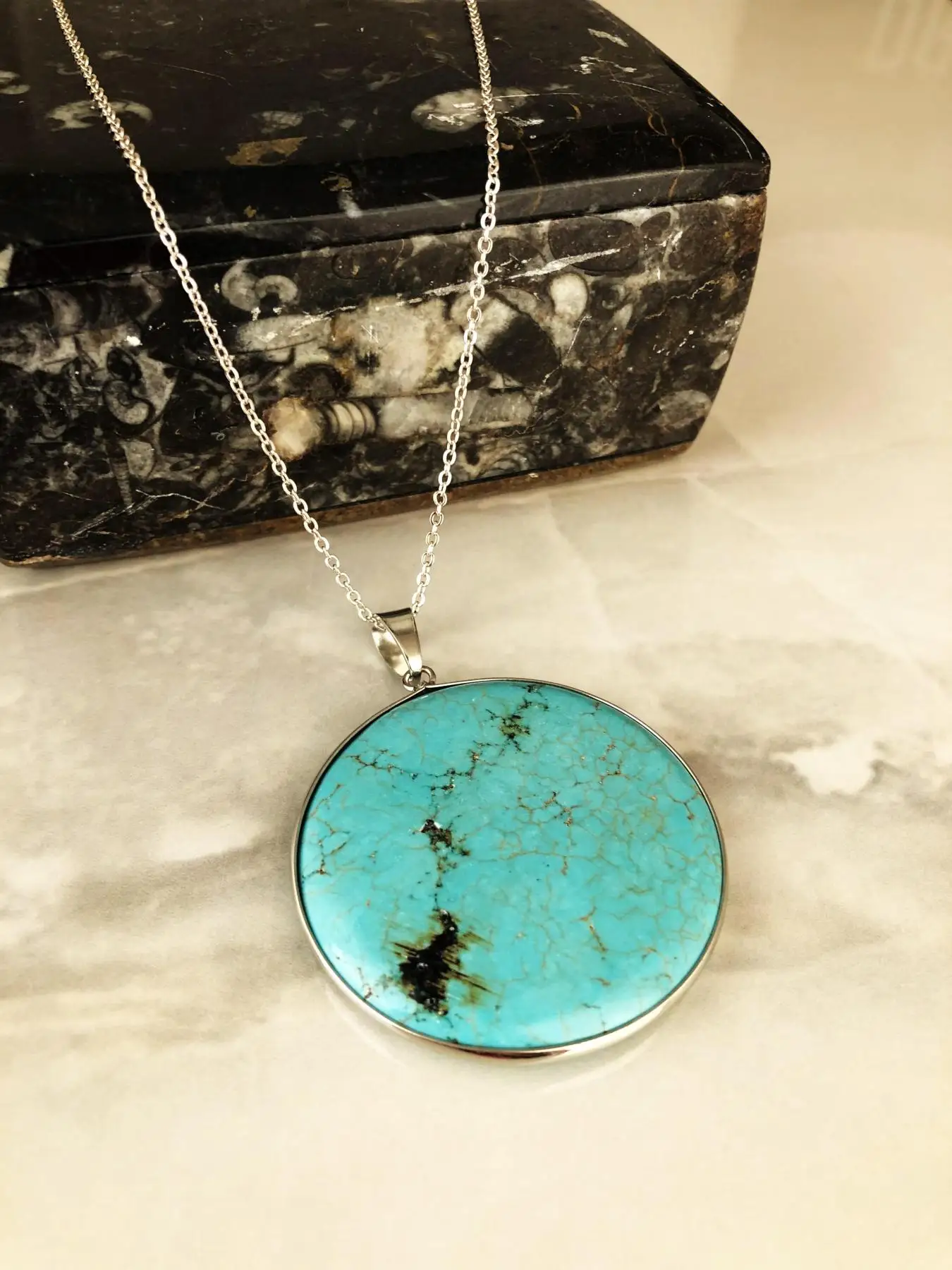 

Natural stone Women 'S Turquoise Stone Necklace Ahl8