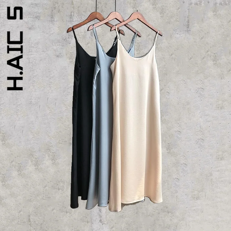 

H.Aic S Fashion Women Dress v-neck camis sexy dress Style Outfits Stylish Simple Sweet Dress Lazy Club Vestidos Clothing Female