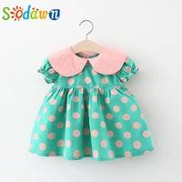 sodawn summer baby girl clothes for newborns toddler cute polka dot lapel polka dot puff sleeve princess dress