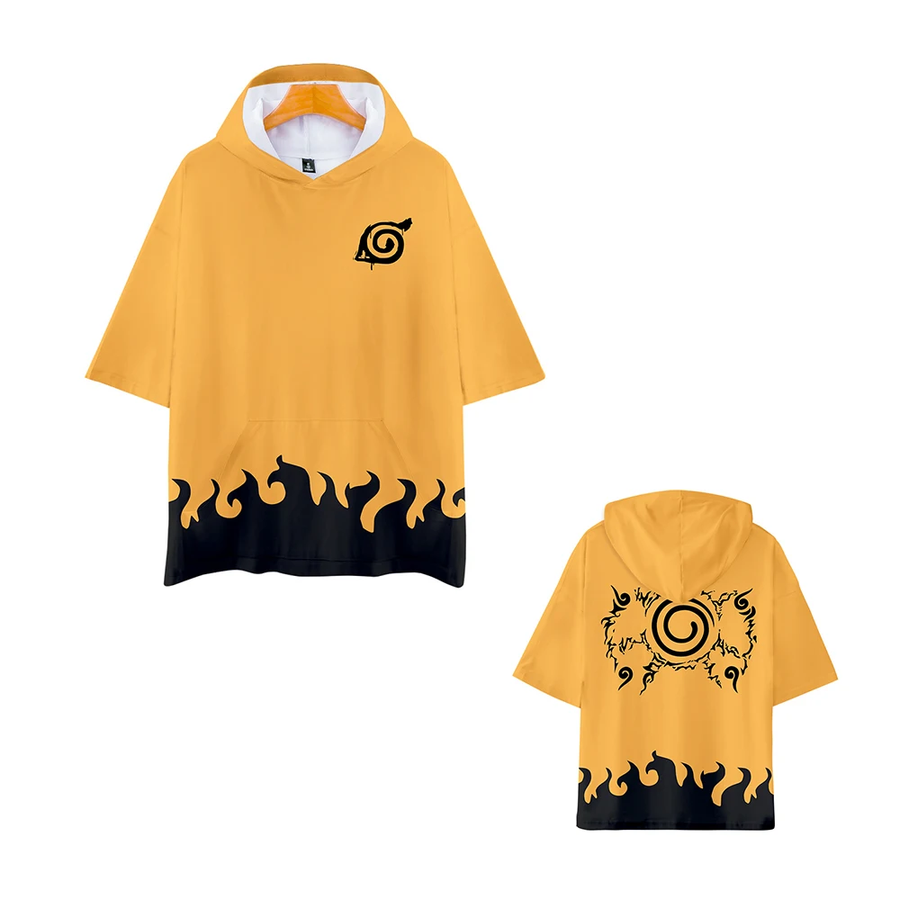 Толстовка с коротким рукавом принтом Наруто Футболка и капюшоном Лето 2022 г.