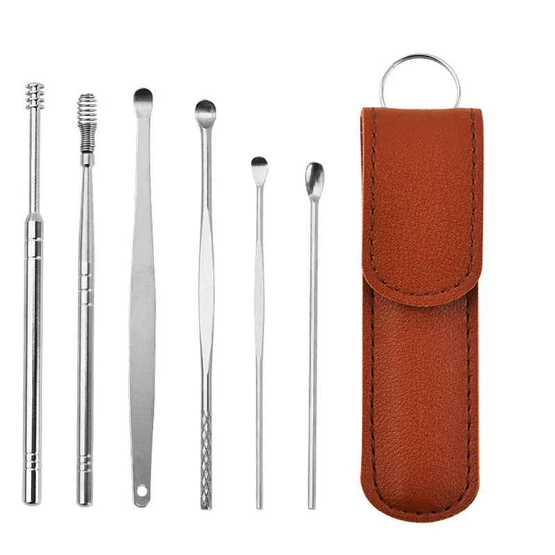 

6PCS Ear Cleaner Wax Removal Tool Earpick Sticks Earwax Remover Curette Ear Pick Cleaning Ear Cleanser Spoon Health Care Earpick