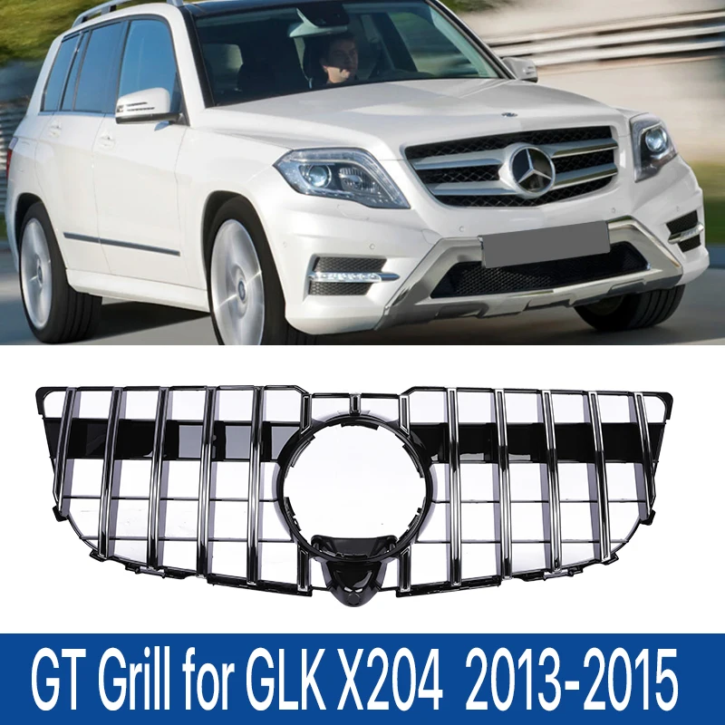 For Mercedes Benz GLK Front Bumper Panamericana GT Radiator Grille For X204 Grill Parrilla 2013 2014 2015 Black Silver Chrome
