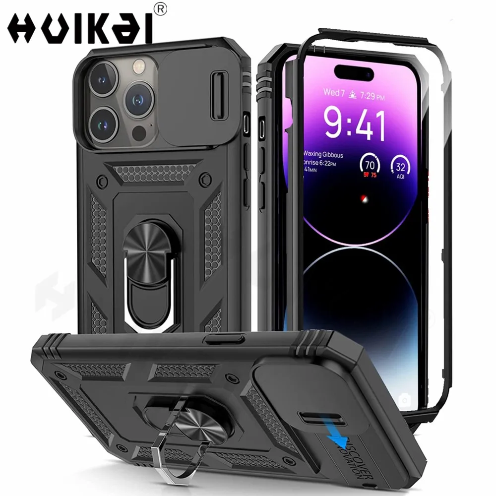 Фото Сверхмощный чехол для камеры, встроенный в 360 ° чехол для iPhone 13 Pro Max 12 Pro 11 Pro Max XS XR X 8, ударопрочный защитный чехол №1