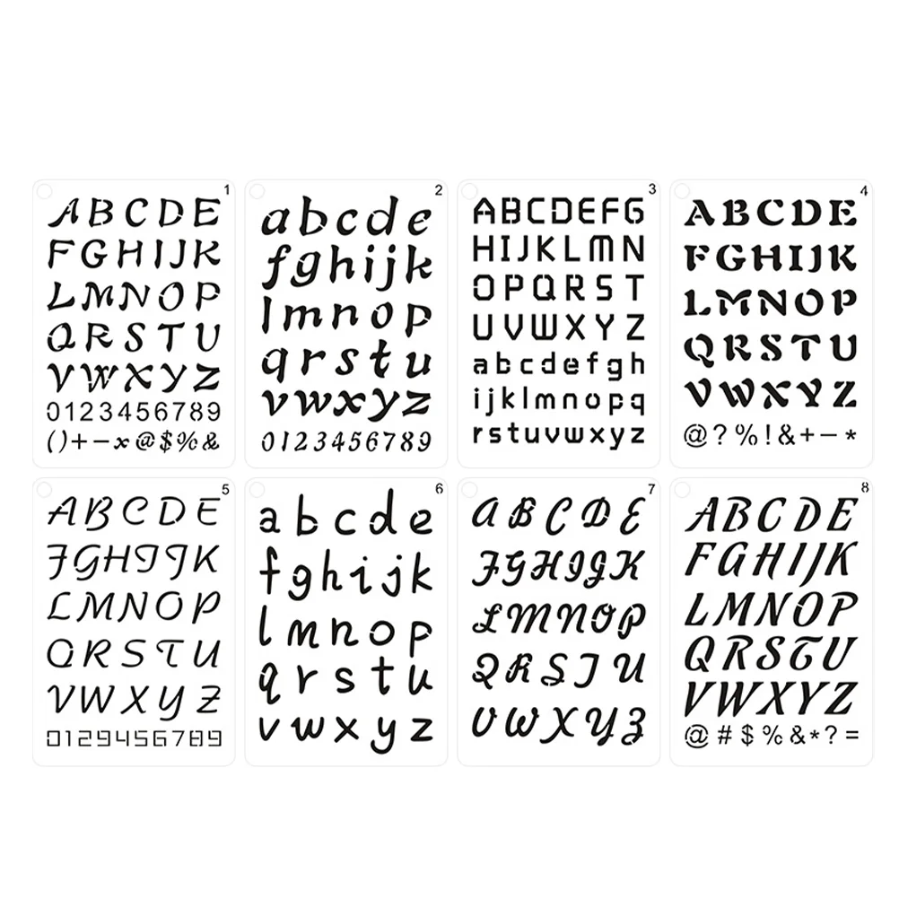 

8 шт. шаблоны для рисования буквы шаблоны для цифр трафареты для детей буквы алфавита форма для каллиграфии буквы линейка номера