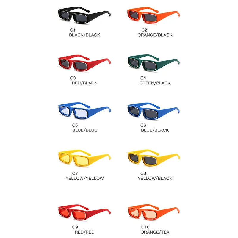 10 шт./комплект солнцезащитные очки в прямоугольной оправе