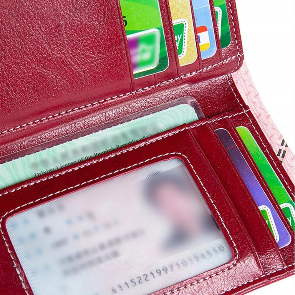 New genuine leather short tri-fold coin purse buckle retro oil wax Cowhide women's wallet | Wallets