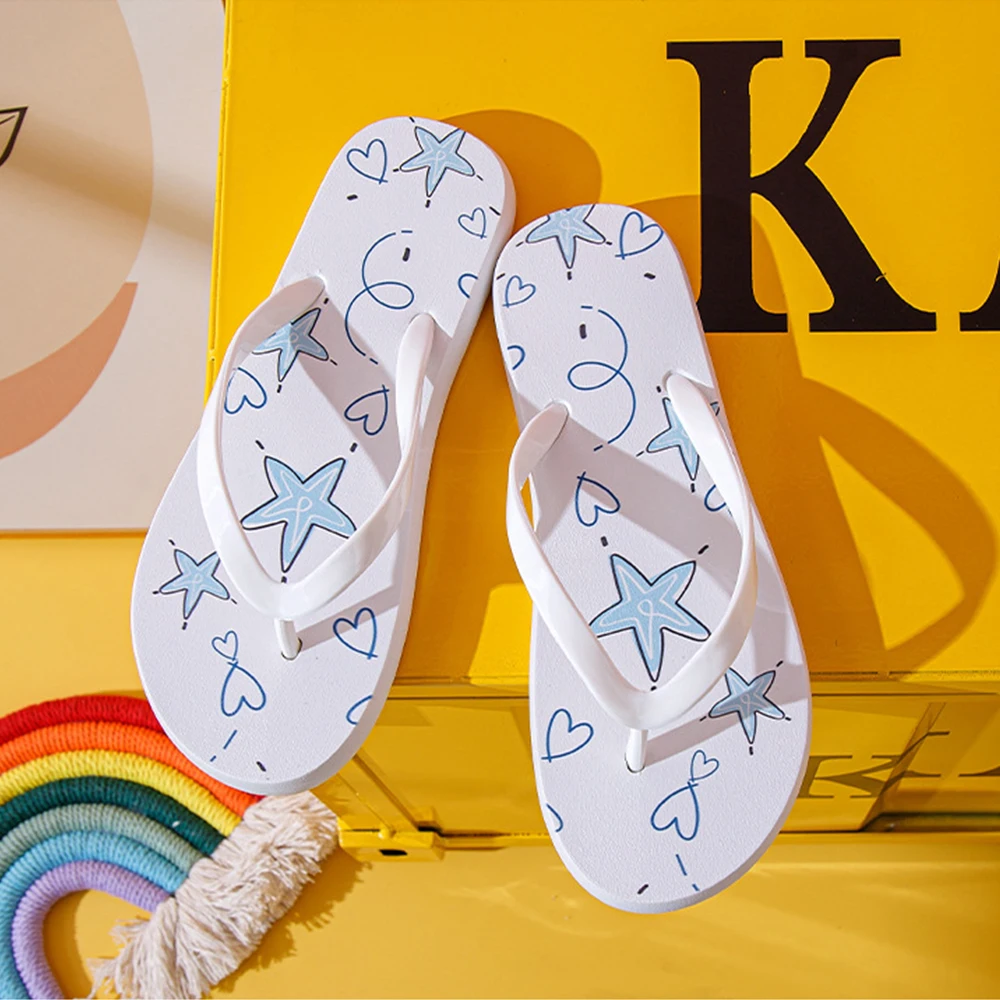 

Flip Flops For Women Cute Candy Color Summer Indoor Star Flat Shoes Female Beach Slippers Non-slip Soft Sole Ladys Sandals