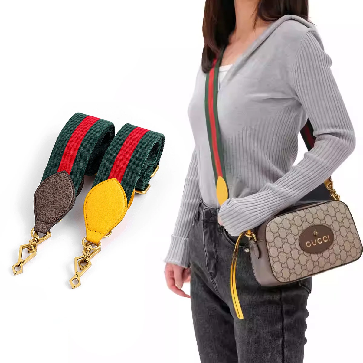 Нейлоновый тканый ремень для сумки женские цветные ремни GUCCI аксессуары через