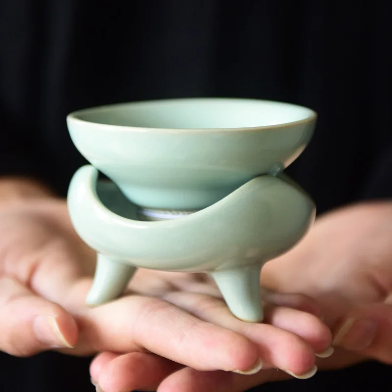 

Kung Fu Tea Utensils Tea Ceremony Utensil Tea Filter Imitation Song Ru Kiln Tea Strainer Filter Rack Tea Pot Tea Accessories