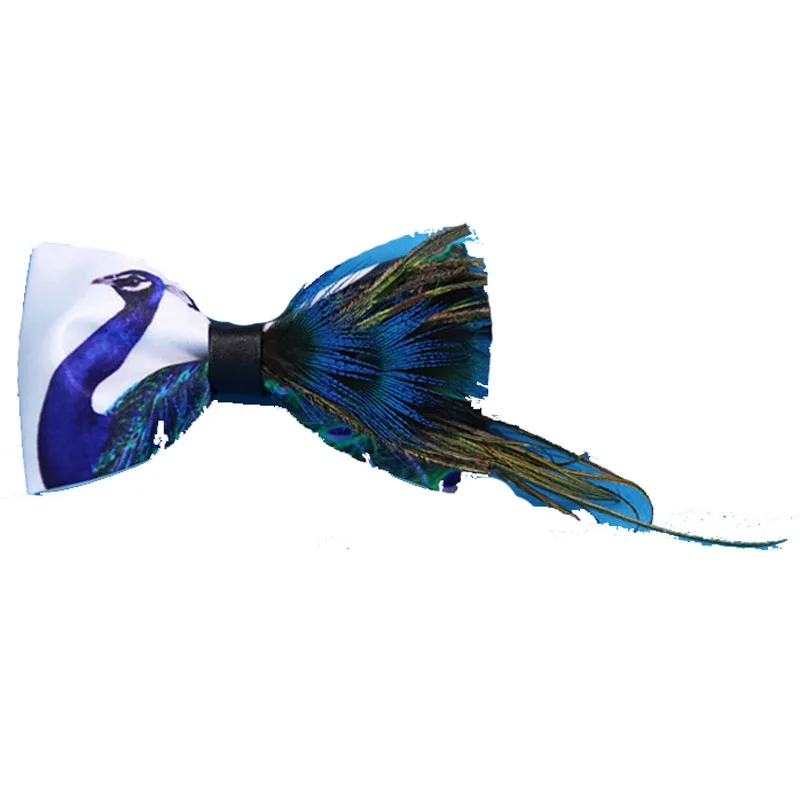 

Feather Bow Tie Men's Natural Blue Peacock Plume Nightclub Wedding Groom Classic Trendy Personality High Quality Bowtie Unisex