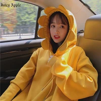 juicy apple tracksuits for women sunflower long sleeve hooded sweater plush thickened oversize winter y2k jacket cute clothes