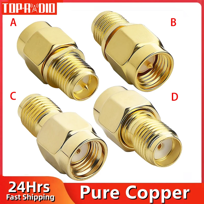 1PC Adapter SMA do RP SMA Złącze koncentryczne RF Konwerter SMA męski na RP-SMA żeński Pozłacany mosiądz miedziany