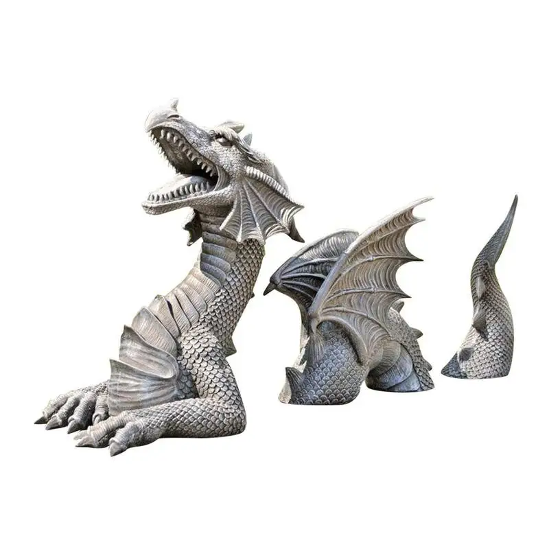 

Resin Gardening Dragon Statue Decorative Durable Sculpture Garden Aesthetic Decor Courtyard Ornament Gift