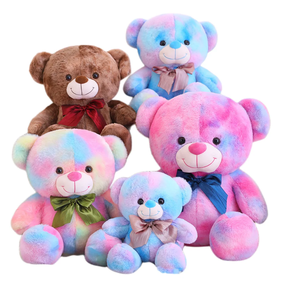 

25/35/45cm Stuffed Lovely Bow Teddy Bear Plush Toys Cute Colorful Bears Pillow for Children Girls Birthday Valentine's Gifts