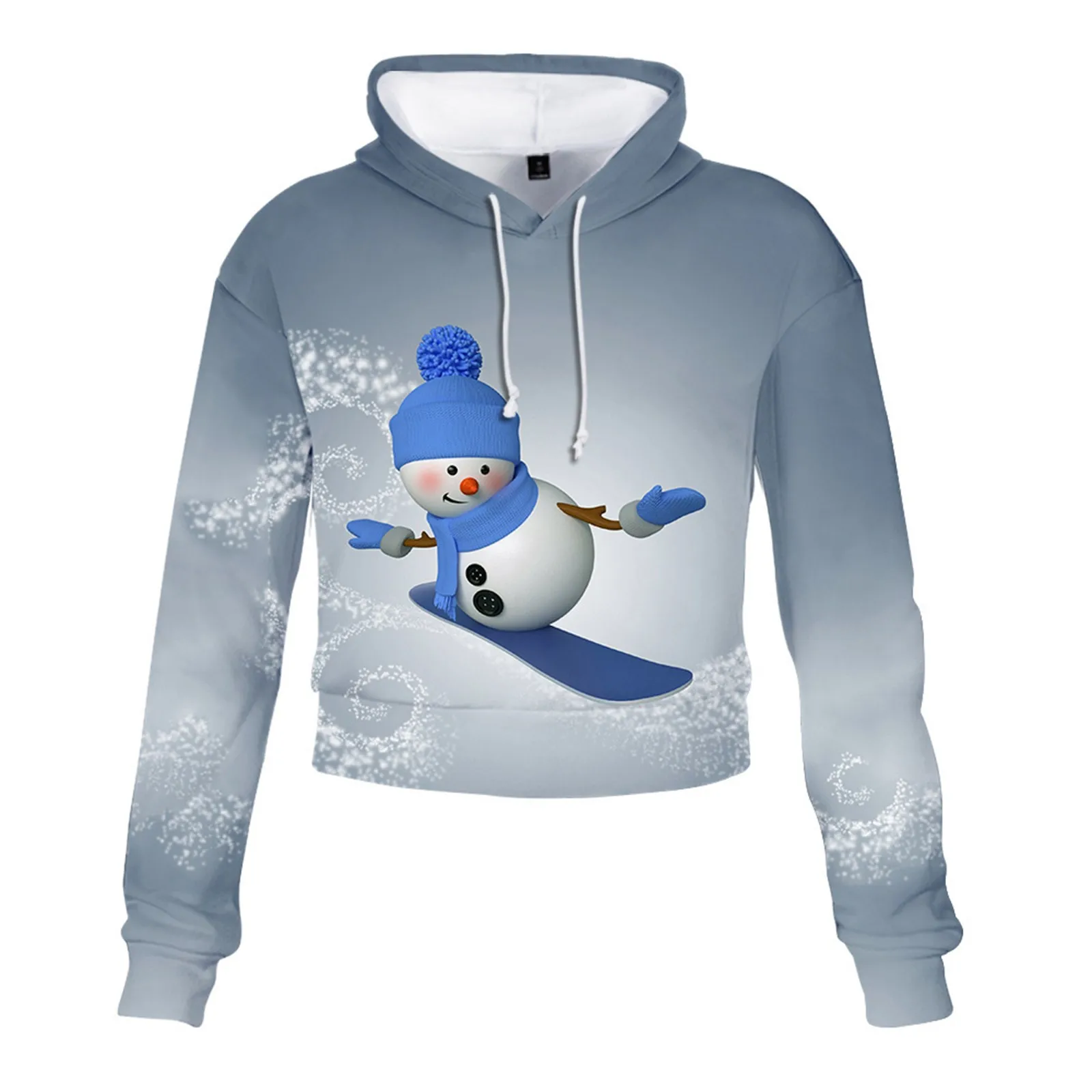 

Christmas Womens Long Sleeve Snowman Printed Cropped Sexy Pullover Hoodies Sweatshirts Zip Sweatshirts for Women Hoodies