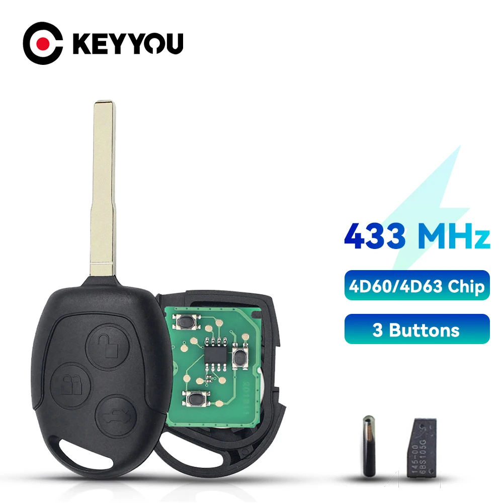 Пульт дистанционного управления KEYYOU HU101 с 3 кнопками чип 433 МГц 4D60 ID63 для Ford Mondeo Focus
