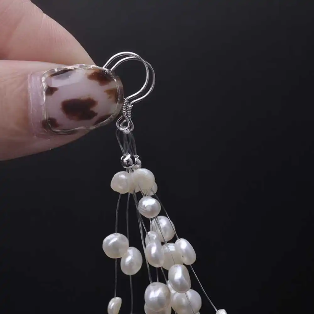 

Natural Freshwater Pearl Earrings Grapes Cluster eardrop Easter Diy Halloween Cultured Mother's Day Freshwater Hook Lucky