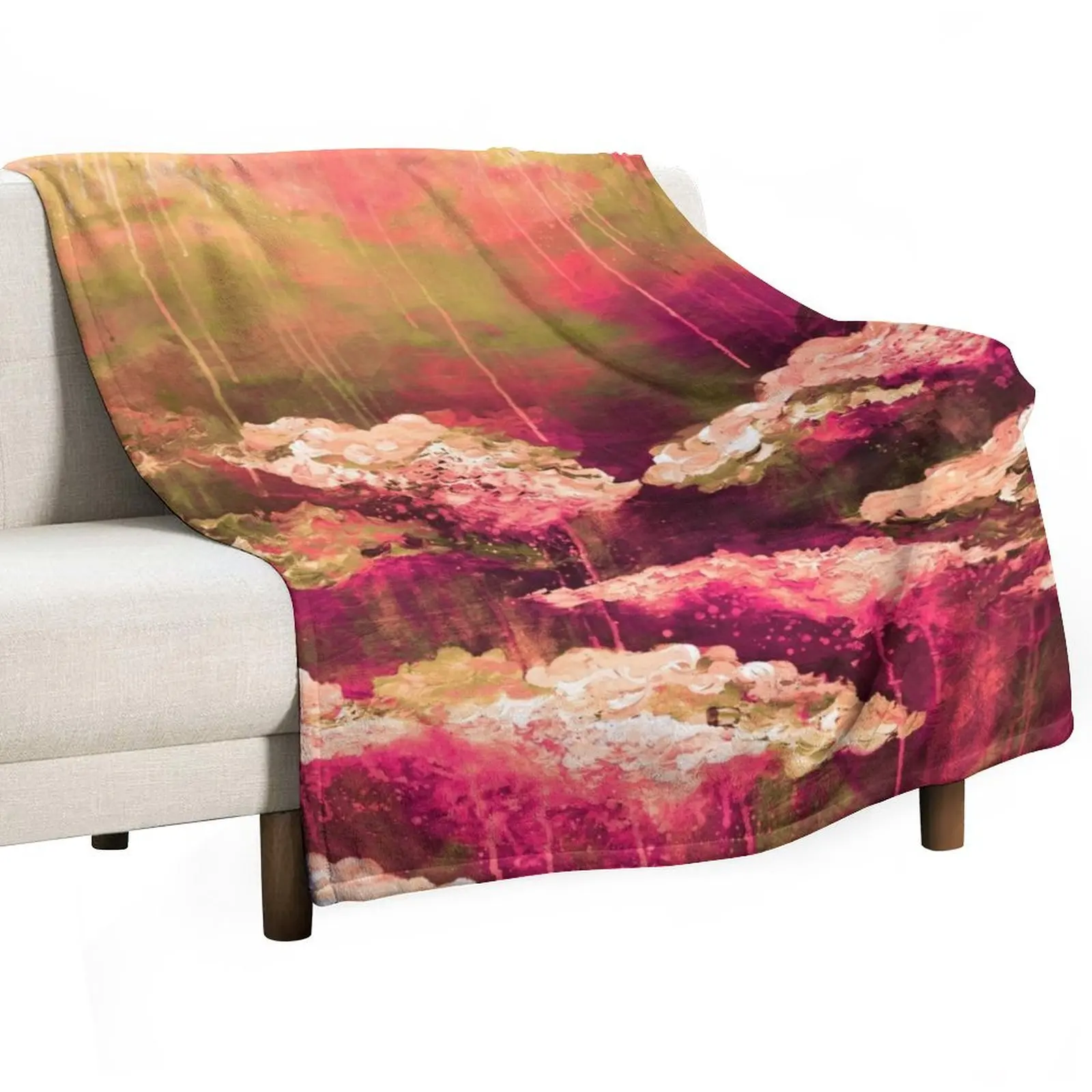 Декоративное одеяло с изображением оливковых и зеленых цветов