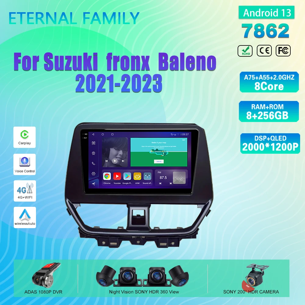 Android 13 для Suzuki fronx Baleno 2021-2023 мультимедийный Wi-Fi 4G Carplay автомобильный радиоприемник