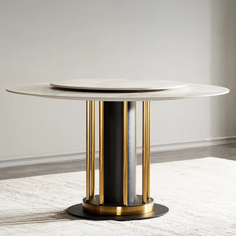 

Dining Table Combination Italian Minimalist Household Small-Sized Rock Slab Turntable Rotatable Dual-Purpose Round Furniture