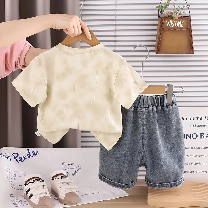 Фото Детская одежда, комплекты одежды для малышей, летние повседневные детские комплекты из 2 предметов для маленьких девочек и мальчиков, модная футболка + шорты, От 1 до 5 лет №4