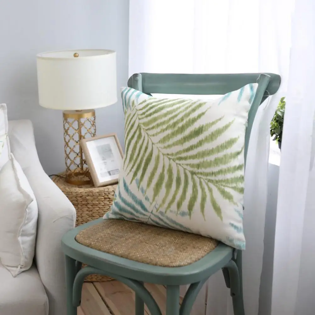

Cotton Flax Reliable Hand-painted Leaf Throw Pillow Case Super Soft Cushion Cover Washable for Living Room