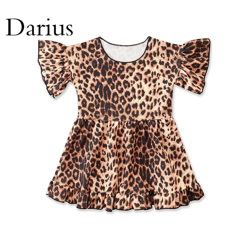 

Summer Toddler Girl Dress Leopard Print Flare Sleeve Casual Kids Dress