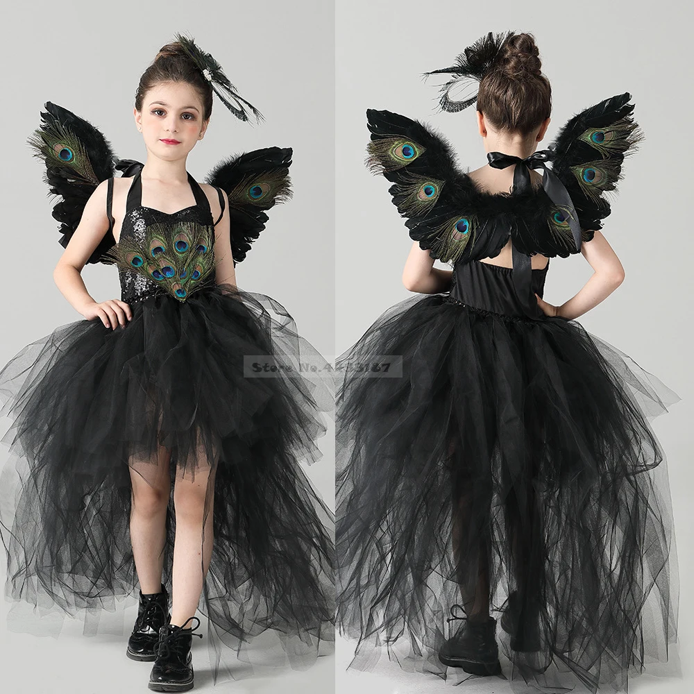 

Детские костюмы на Хэллоуин для девочек, карнавал вечерние, косплей, костюм злого демона, ведьмы, королевы, костюм для выступлений, платье пр...