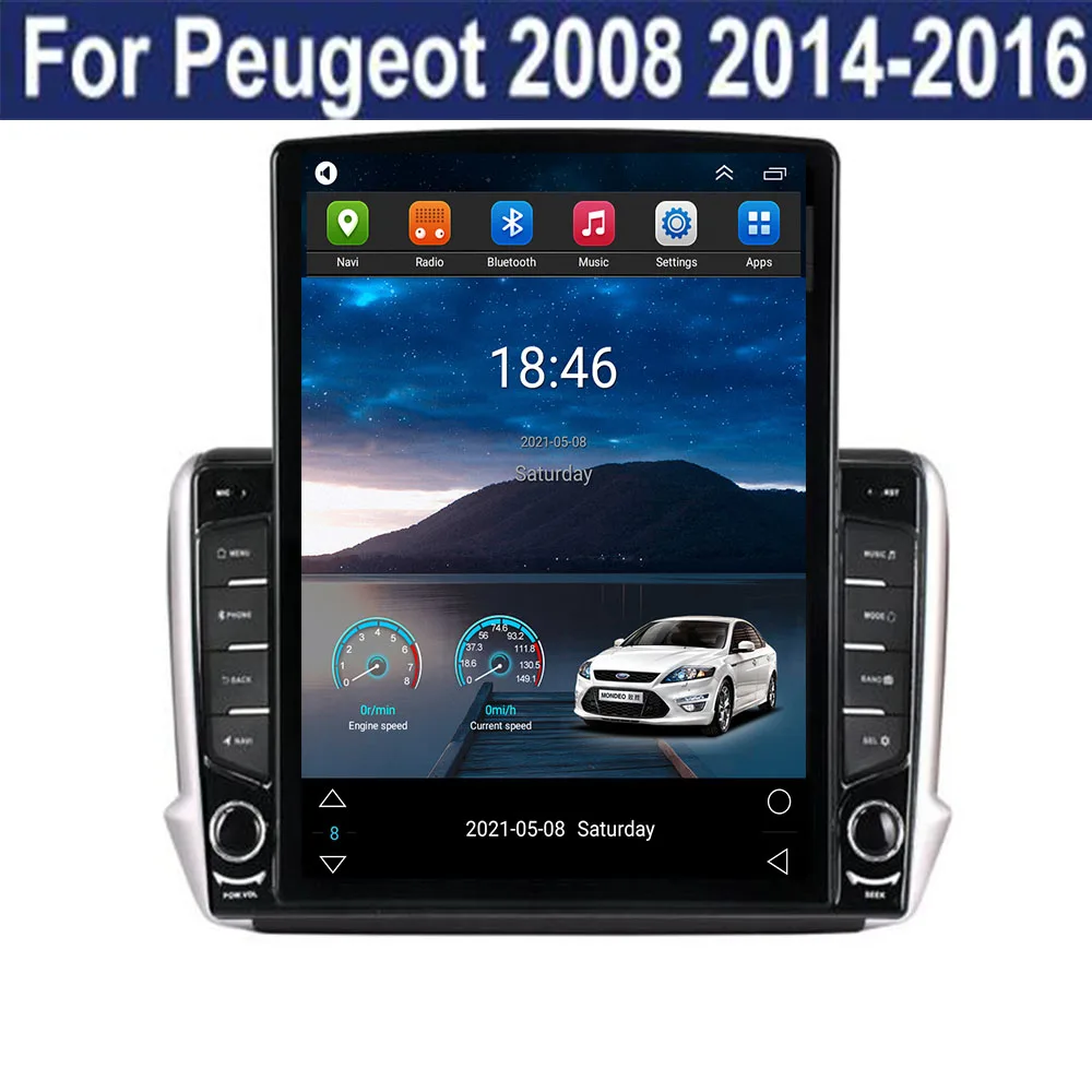 

For Tesla Style 2 Din Android 12 Car Radio For Peugeot 2008 208 series 2012-2018 Multimedia Video Player GPS Stereo Carplay DSP