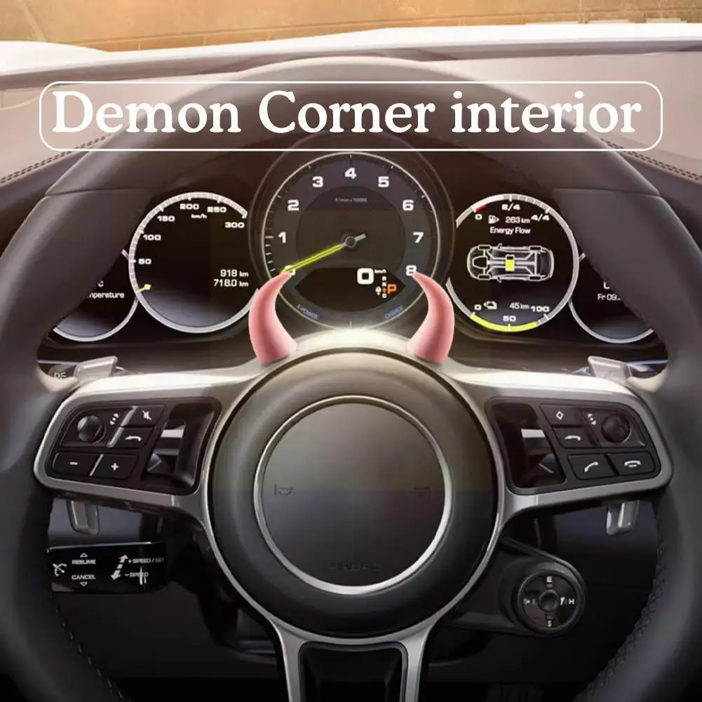 

1pair 3D Devil's Corner Cute Car Decorations Horn Dashboard Stickers Decoration Car Interior Wheel Accessories Steering Y2R7