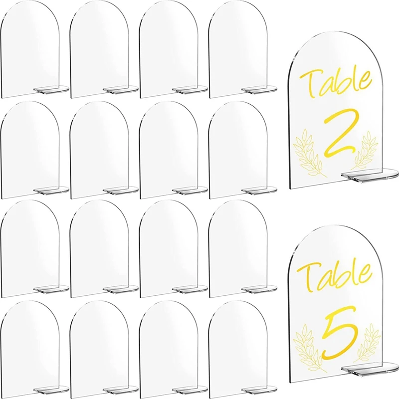 

30PCS 4 X 6 Inch Clear Arch Acrylic Sign Blank Arched Round Top Acrylic Sheet DIY Acrylic Arch Table Numbers With Stand