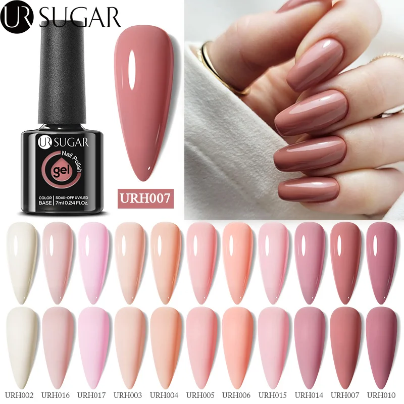 

UR SUGAR 7ml Nude Pink Color Gel Nail Polish Glass Bottle Spring Summer UV LED Gel Varnish Manicure Semi-permanent Nail Art