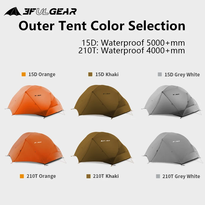 3F UL GEAR детали палатки двухслойный тент набор 15D/210T водонепроницаемый наружный 3/4