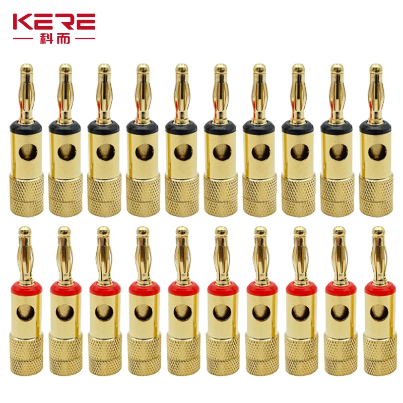 

KERE 20pcs/Set 4mm Banana Plug Pure Copper Gold Plated Speaker Wire Amplifiers Audio Video Connectors
