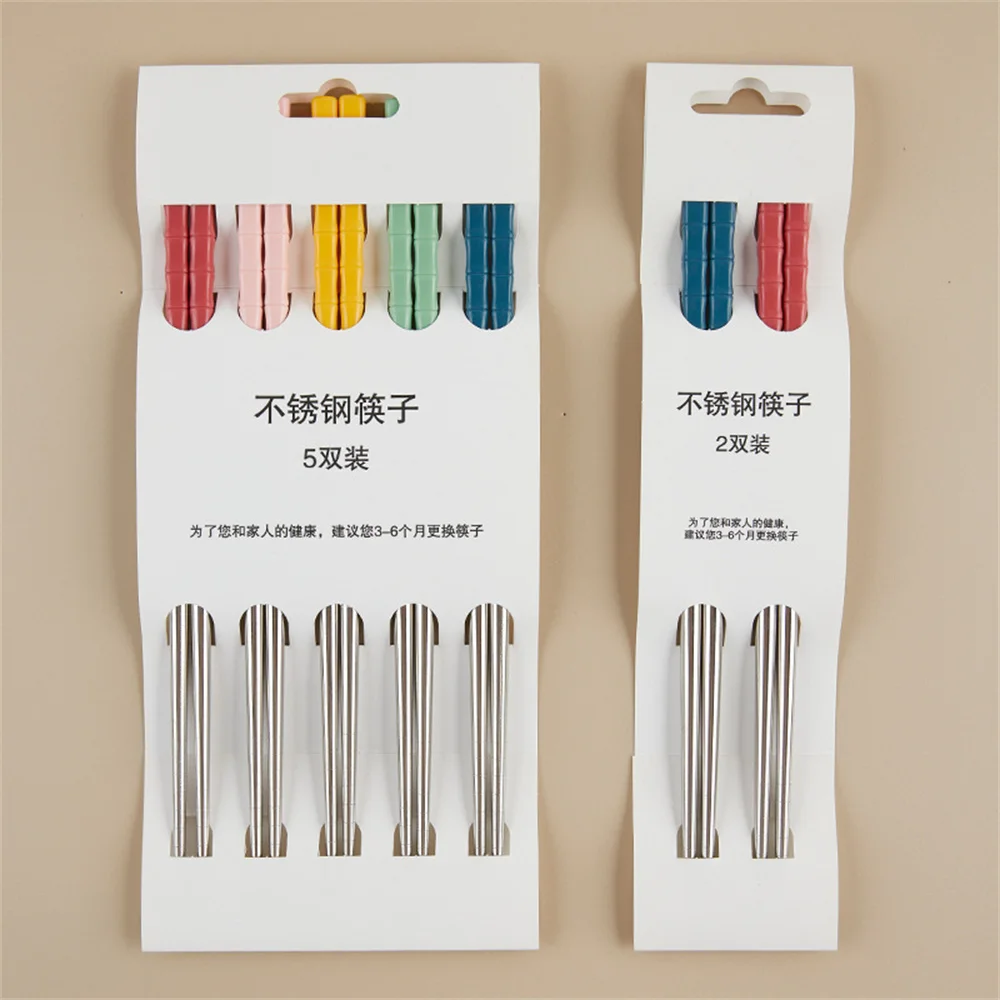 

304 Stainless Steel Tableware 5 Color Chinese Chopsticks Stainless Steel Food Contact Grade Colorful Chopsticks Food Grade