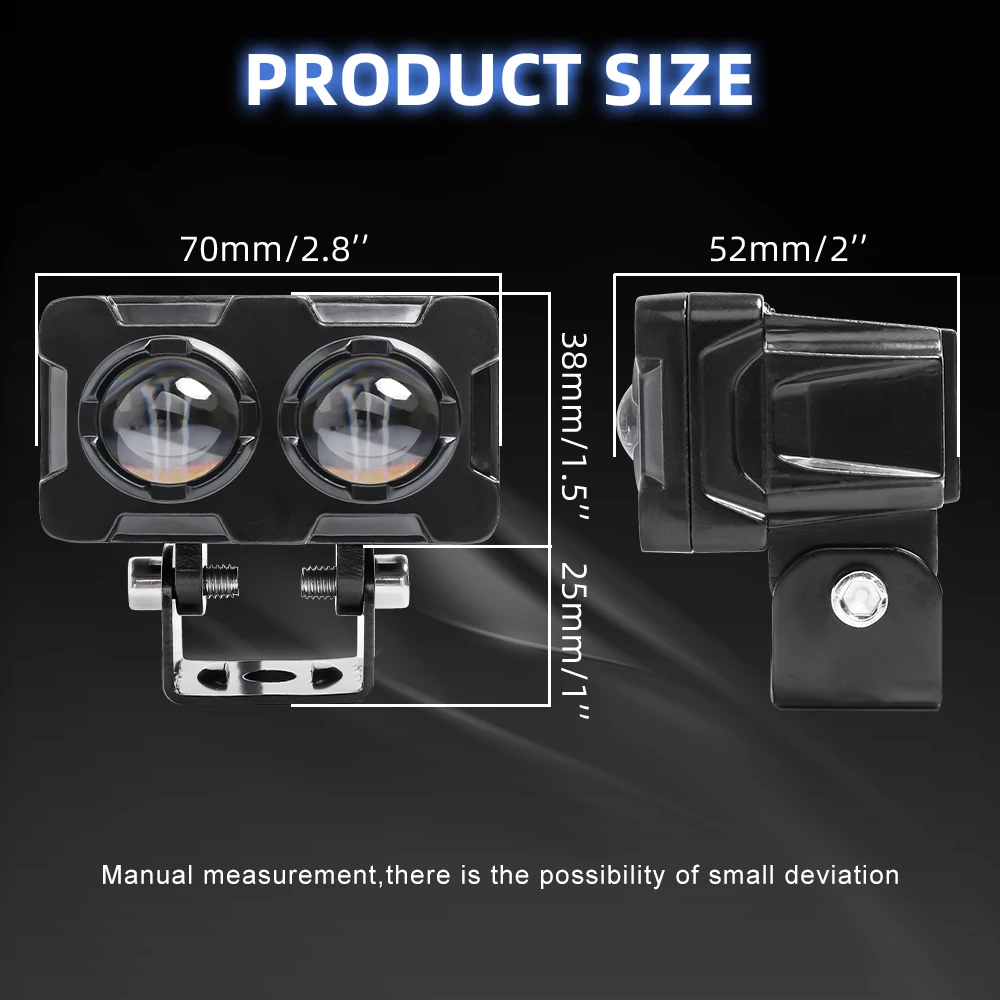 HAOLIDE Мотоциклетный светодиодный прожектор 2-дюймовый двухцветный