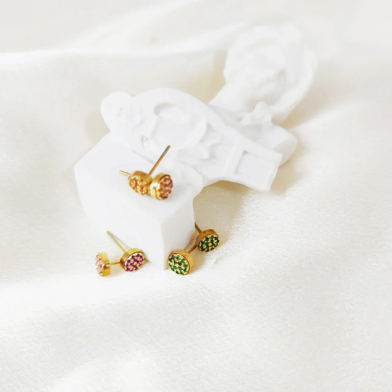 Женские серьги из нержавеющей стали с фианитом серьги-протяжки камнем по месяцу