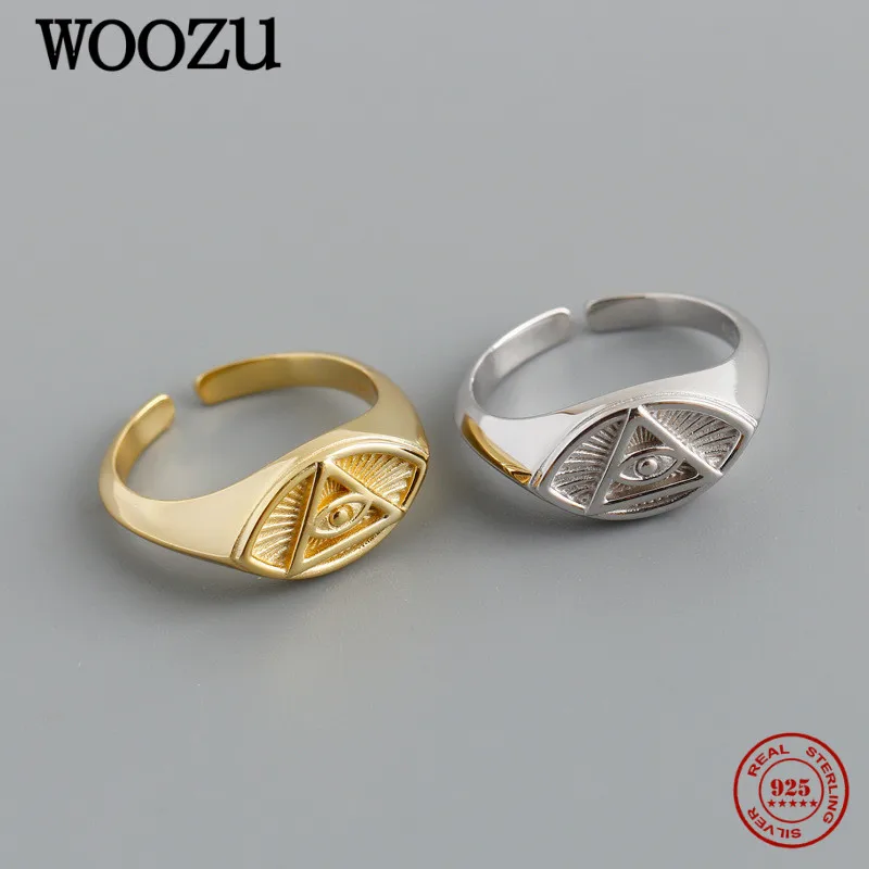 

Новинка от WOOZU, регулируемые кольца в виде французского демонического треугольника, серебряные кольца для женщин, Готическая вечерние, панк...