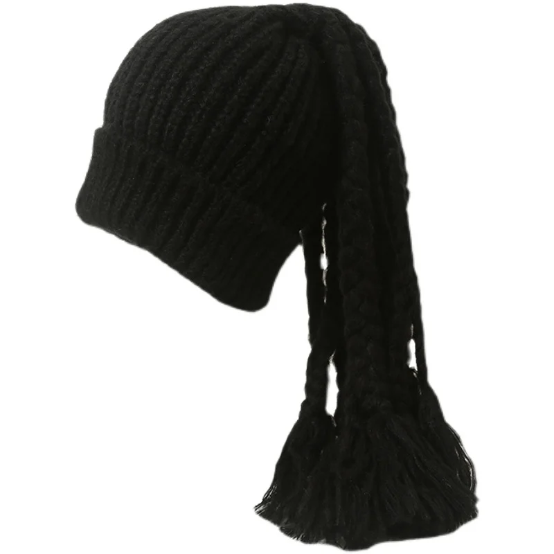 Personali вязаная шапка с дредами и кисточками женская шерстяная закрученной косой