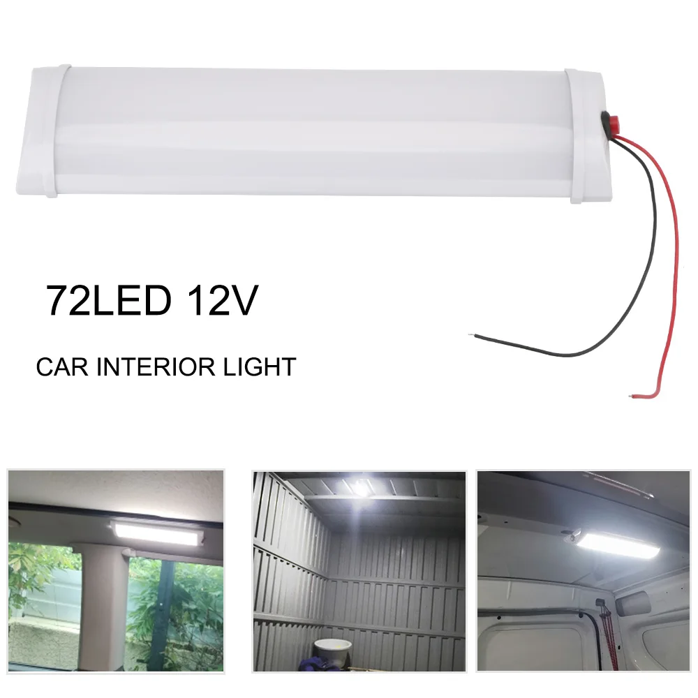 

Car Interior Led Light Bar With Switch Reading Lamp Indoor Ceiling Lights 72LED 12V 10W For Lorry Truck Camper Ship