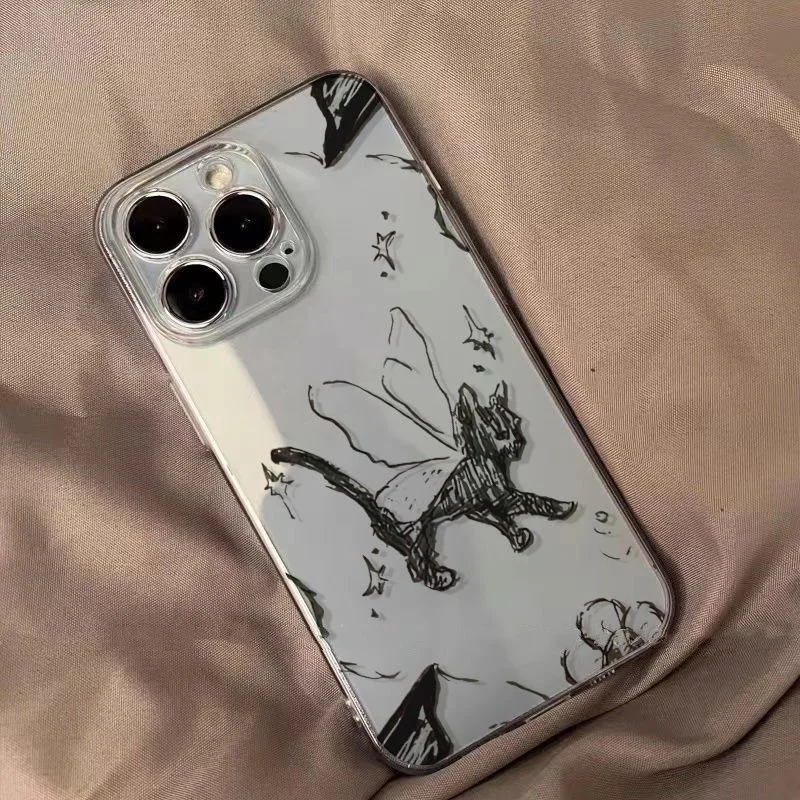 Чехол с мультяшным ангелом, котом для iPhone 13 14 Pro Max, оригинальный мягкий чехол, Coque для iPhone 13 12 11 X XR XS 8 7 SE 2020 2022, чехол