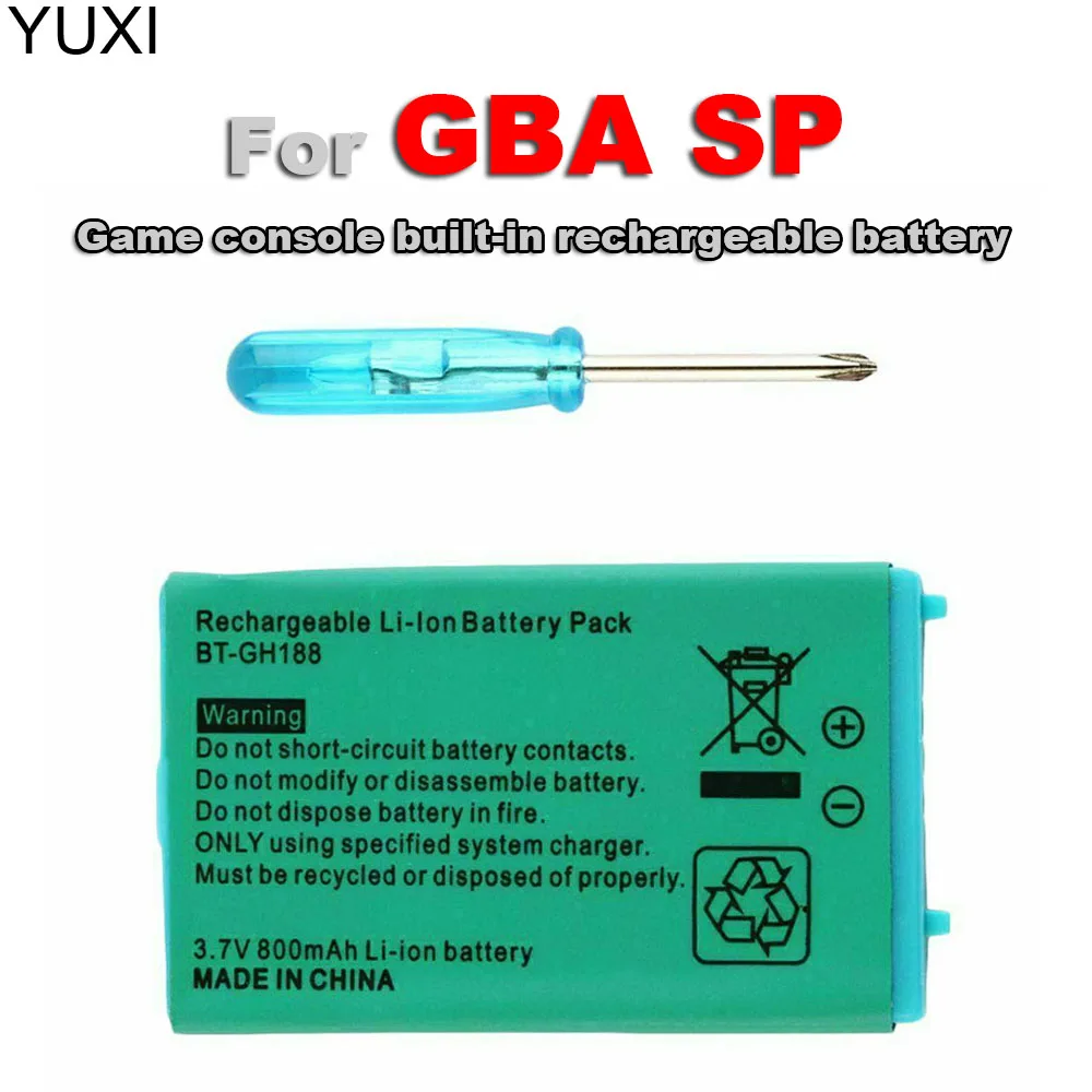 

YUXI 1Set 2022 New Rechargeable Lithium-ion Battery Pack with Screwdriver 850mAh Compatible With For Game Boy Advance GBA SP