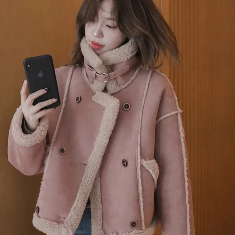 Maillard имитация замши зимняя новая куртка ягненка короткая маленькая толстая