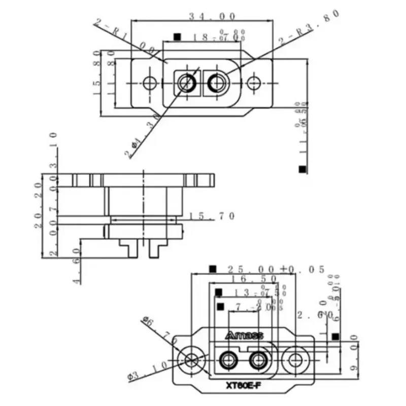 Amass XT60E-F Гнездовой разъем большой ток золотой/латунный никелированный адаптер