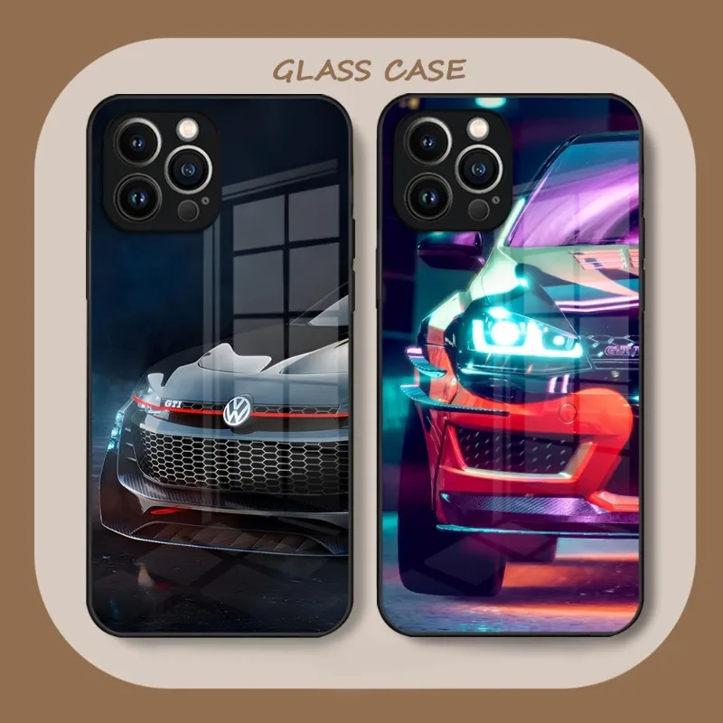 

Чехол для телефона Volkswagen с логотипом автомобиля, закаленное стекло для IPhone 12 14 13 11 Pro XS Max Plus Mini X XR 8 7 6s SE2020, Coque
