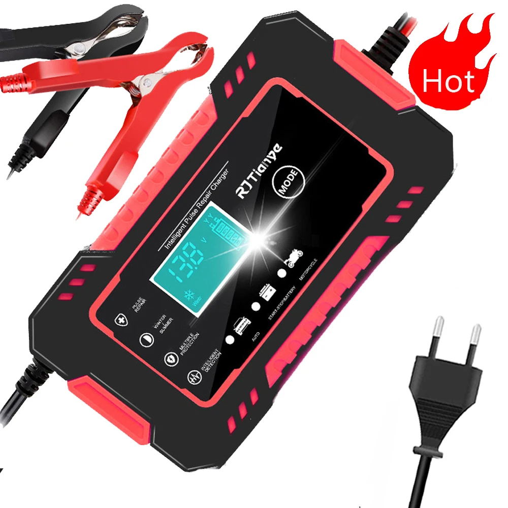 

Car Battery Charger 6A 12V Portable Battery Chargers Pulse Repair LCD Display Smart Fast Charge AGM GEL Lead-Acid Charger