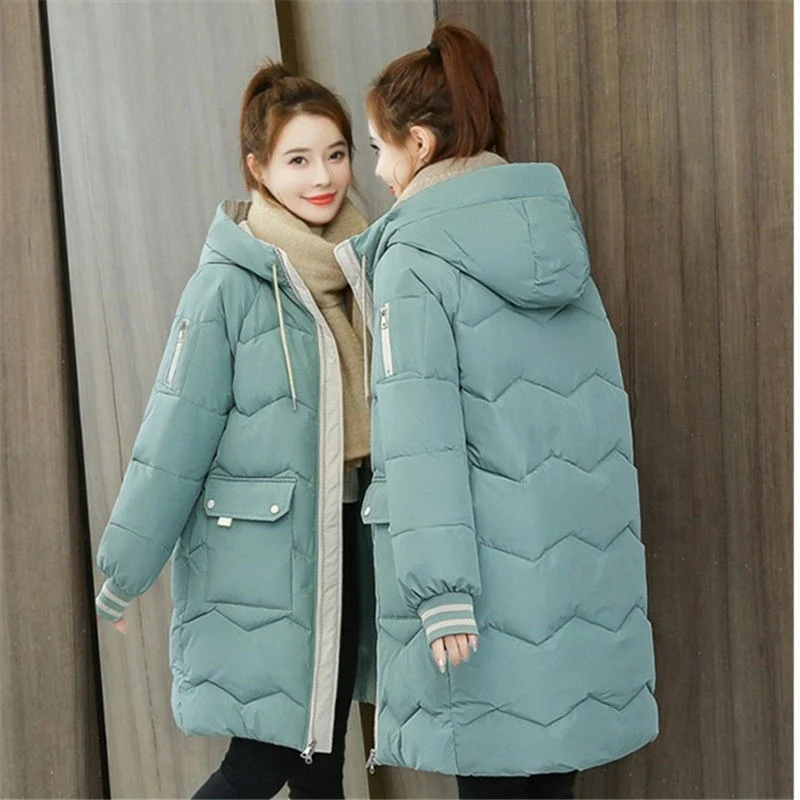 Down Jacket Female Winter 2023 Quilted Coat Spring Parka Demi-season Oversize Zipper Casual Fashion New In Outerwear Hooded