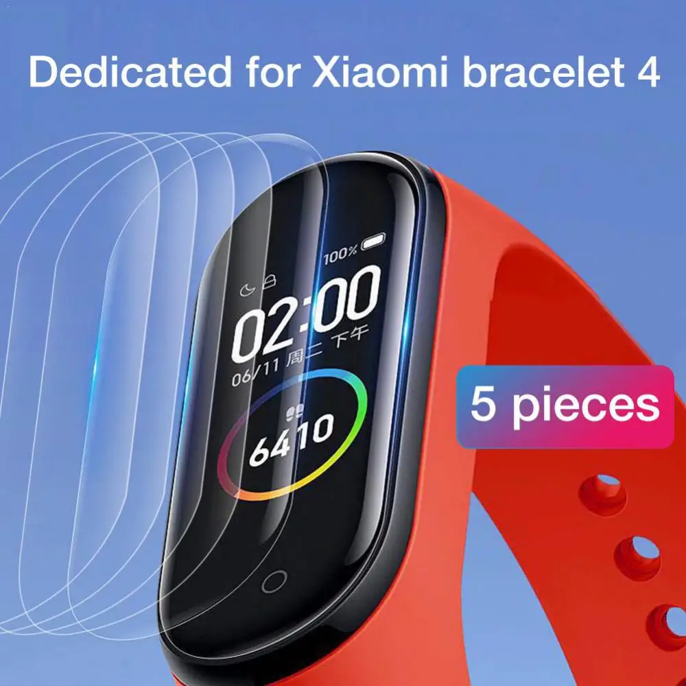 

5PCS Film For Xiaomi Mi Band 4 Smart watch Screen Protection HD Resolution Waterproof 9D Full Screen Hydrogel Film Accessories